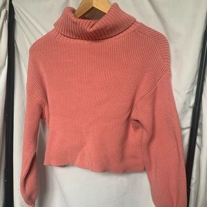 Pink Cropped Turtleneck
